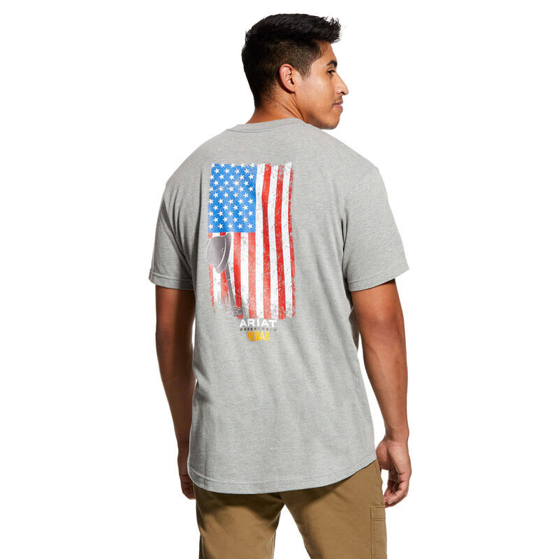 Ariat T-Shirts Herren - Rebar Cotton Strong American Grit Graphic Grau ( TICRU-7128 )